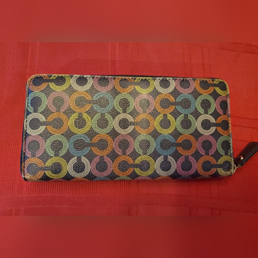 Coach Navy & Multi Color Signature C Wallet - Picture 6 of 8
